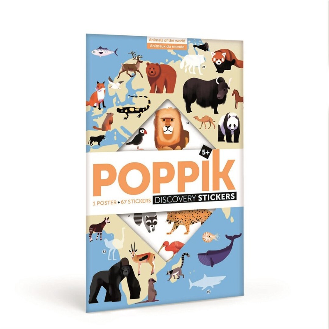 GRAN PÓSTER DE PEGATINAS ANIMALES DEL MUNDO