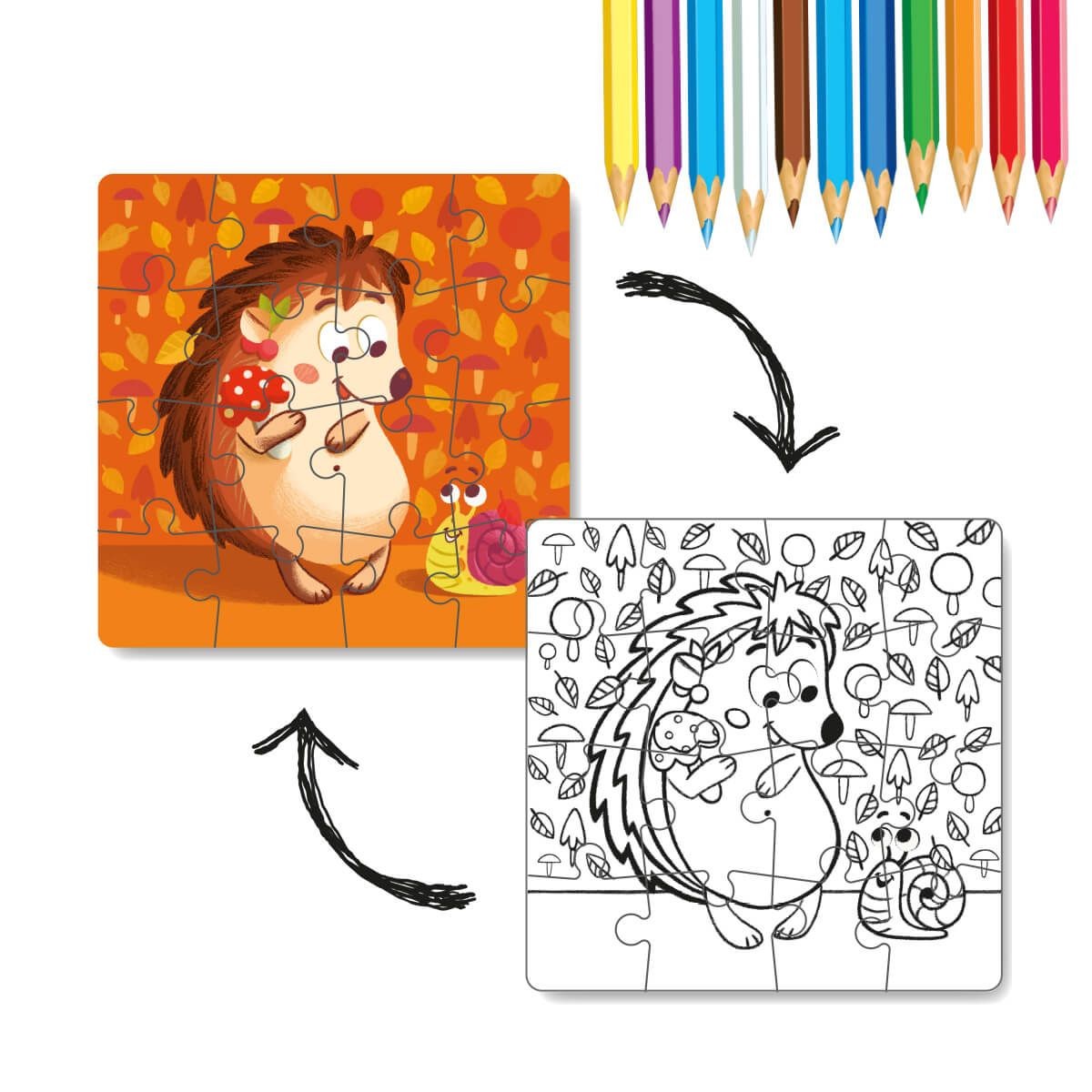 PUZZLE PARA PINTAR 2 EN 1 ERIZO