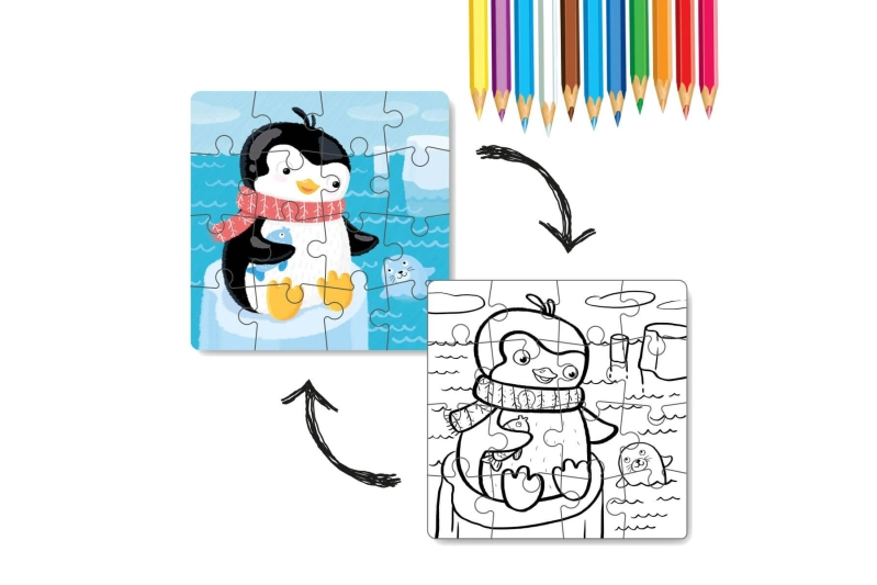 Puzle per pintar 2 en 1 pingüí