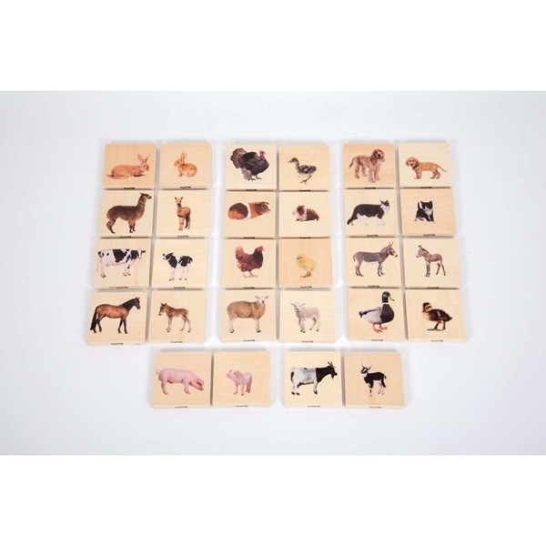 Memo de madera de animales domésticos