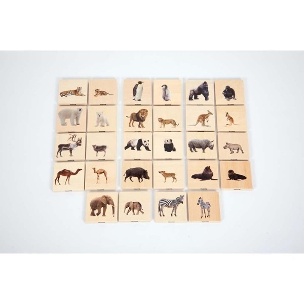 Memo de madera de animales salvajes