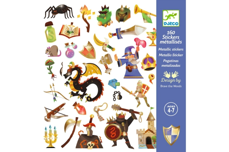 Pegatinas metalizadas fantasía mediaval