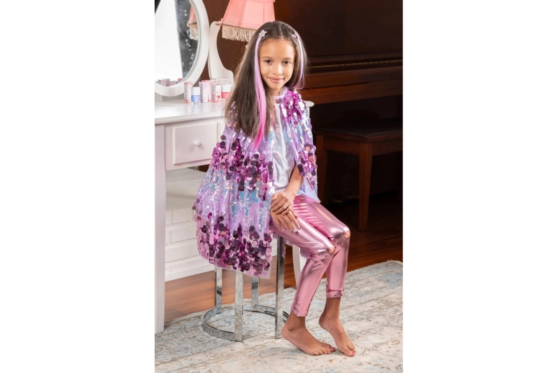 Capa de lentejuelas violeta T. 4-6 años