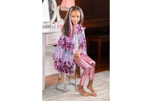 Capa de lentejuelas violeta T. 4-6 años