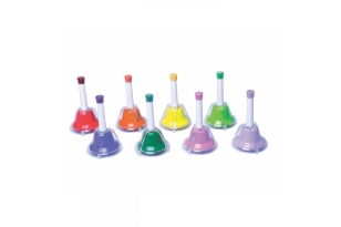 8 campanas musicales con doble sistema de percusión