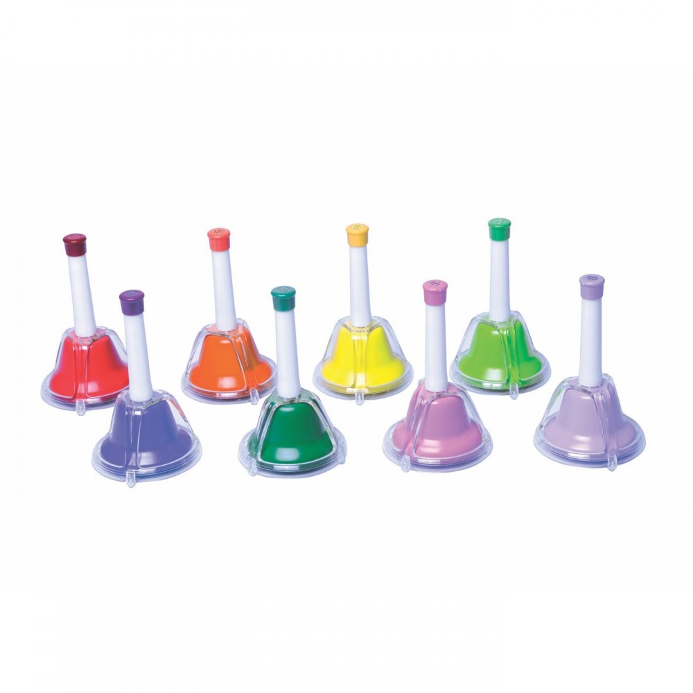 8 campanas musicales con doble sistema de percusión