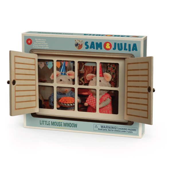 Petita finestra de fusta amb 5 postals. Sam & Juli