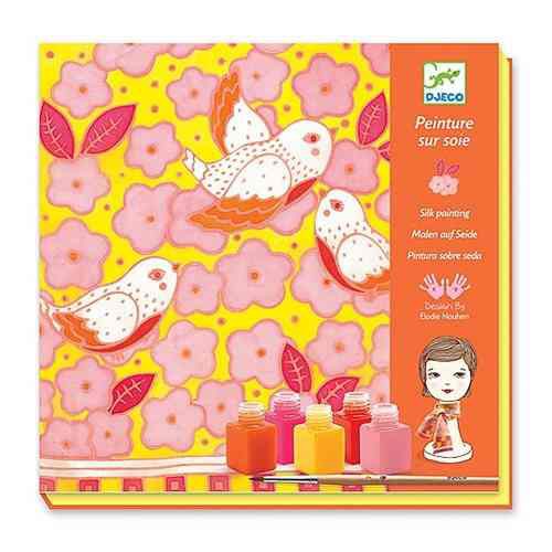 Pintura sobre seda Ocells