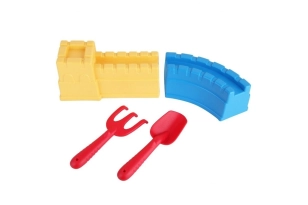 Set de platja amb pala, rasclet i castell