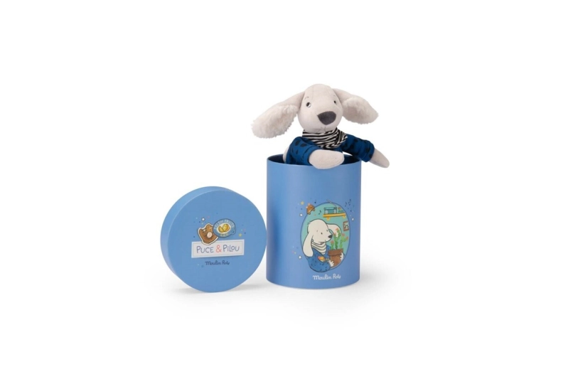 Muñeco Pilou azul con caja Puce & Pilou