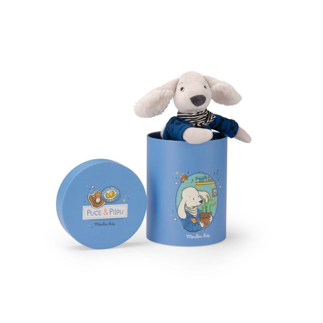 Muñeco Pilou azul con caja Puce & Pilou