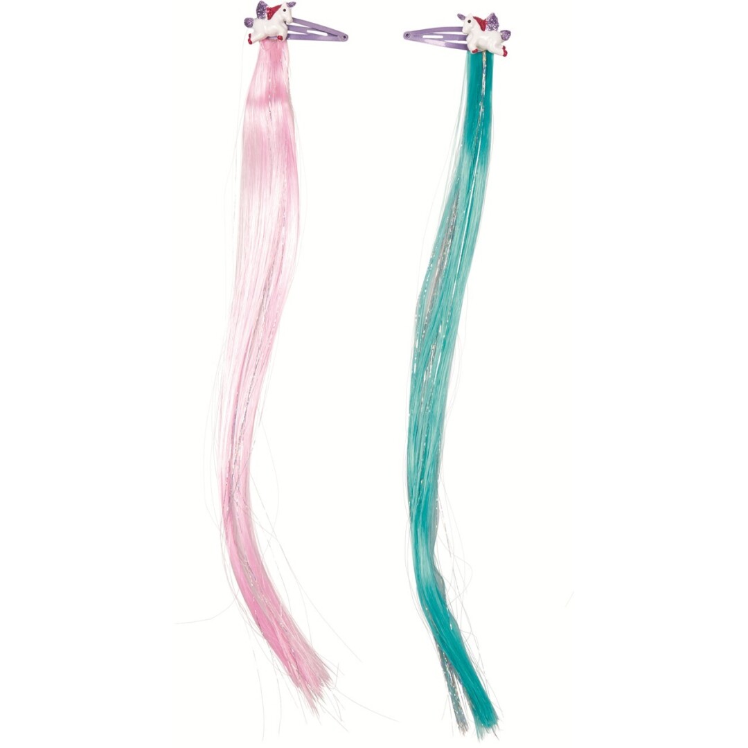 Clips unicornio con tiras brillantes
