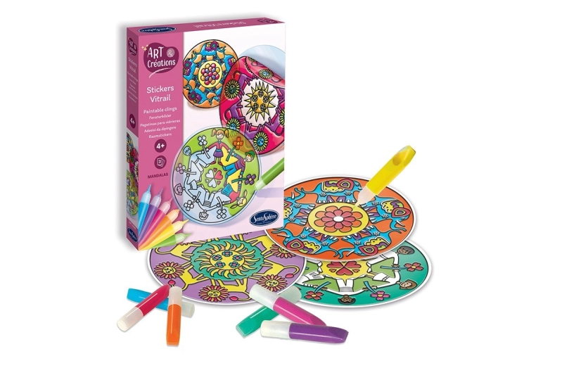 Mandalas con adhesivos-Vidrieras