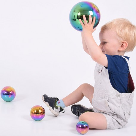 4 bolas de colores espejo con diferentes medidas