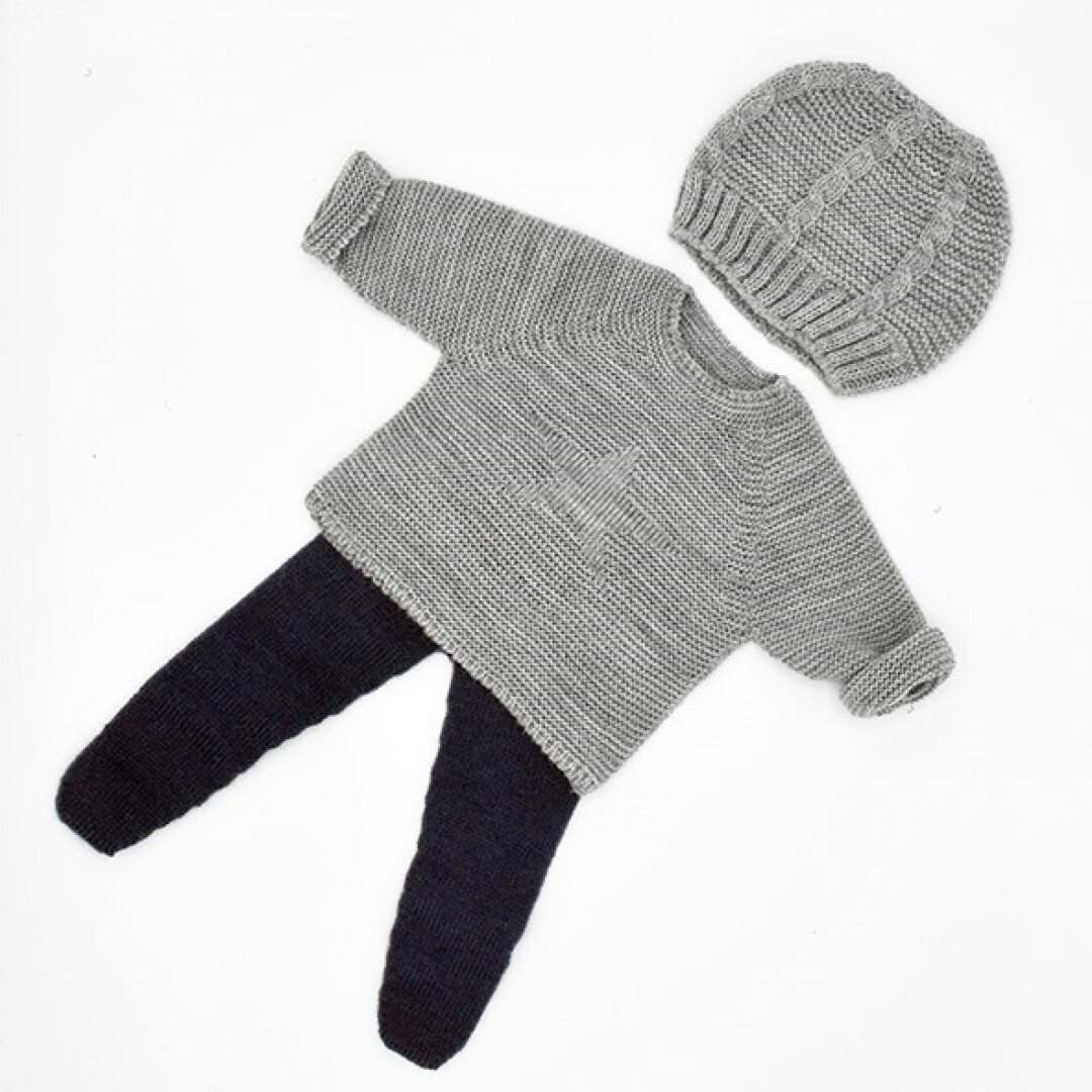 Conjunto Orgánico Pantalones, jersey y gorro 38-42cm