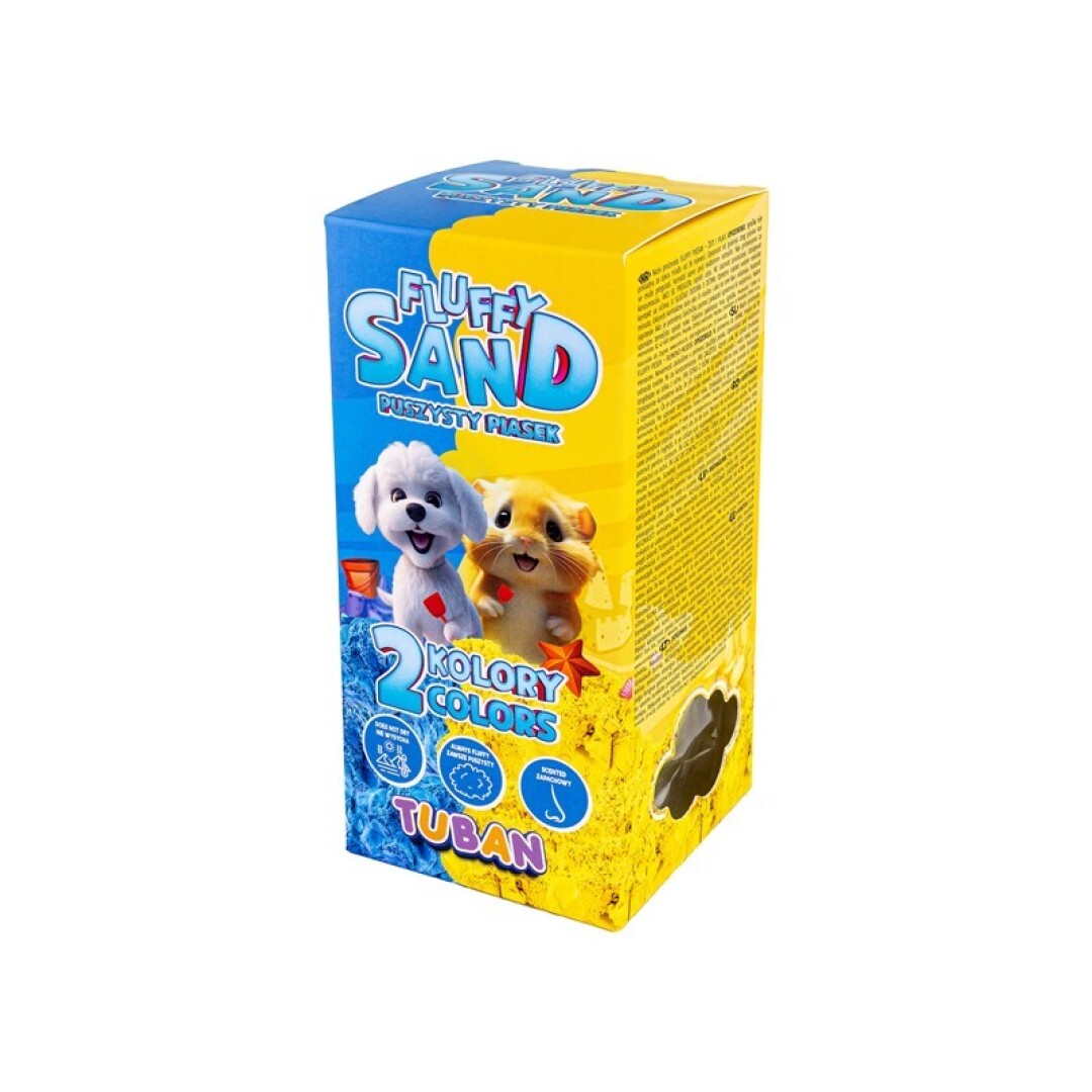 Conjunto Fluffy arena azul y amarilla 2 x 70g