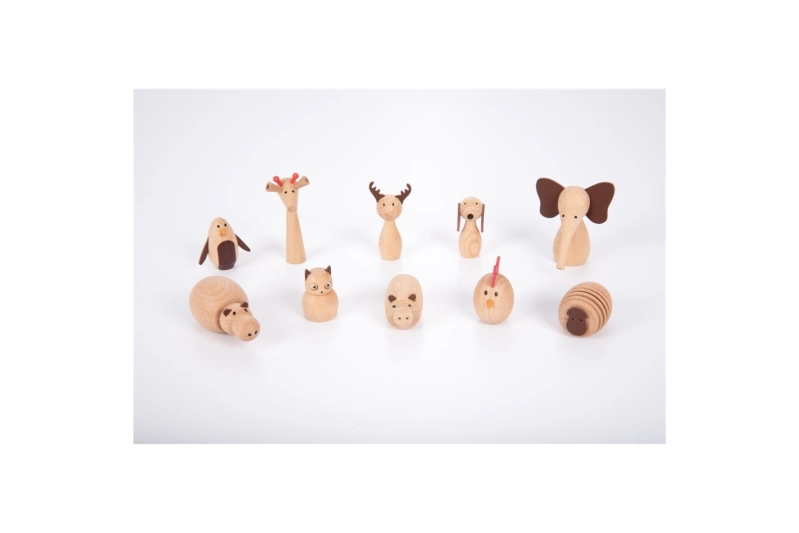 Animales de madera 10 piezas