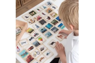 90 Fitxes de fusta amb fotos per crear històries