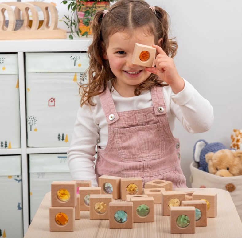 Caleidoscopis de colors i de fusta 20 unitats