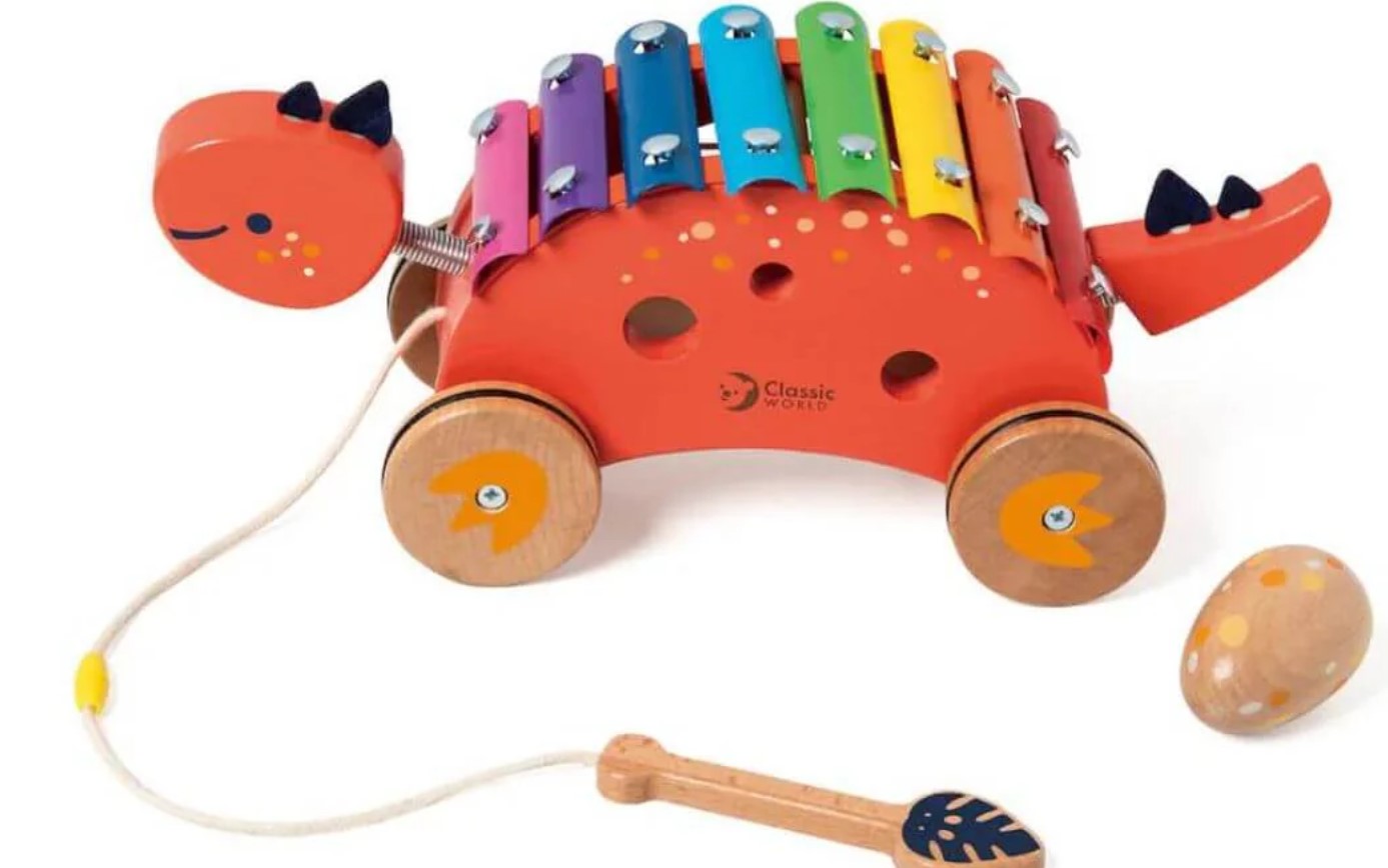 Xilófono dinosaurio y arrastre