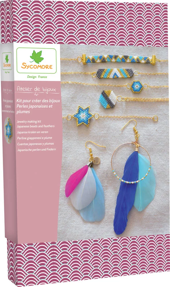 Kit de joyeria con cuentas japonesas y plumas