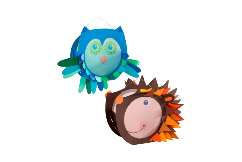 Set creativo - Farolitos de papel Búho y Erizo