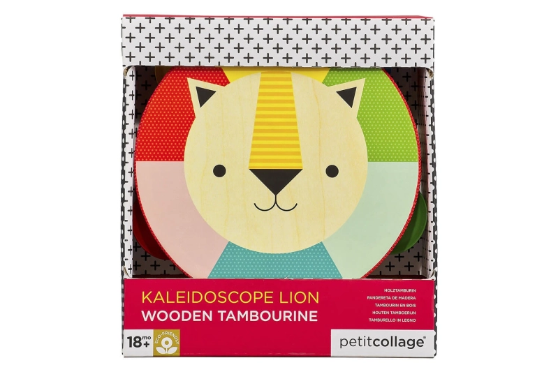 Pandereta de madera león