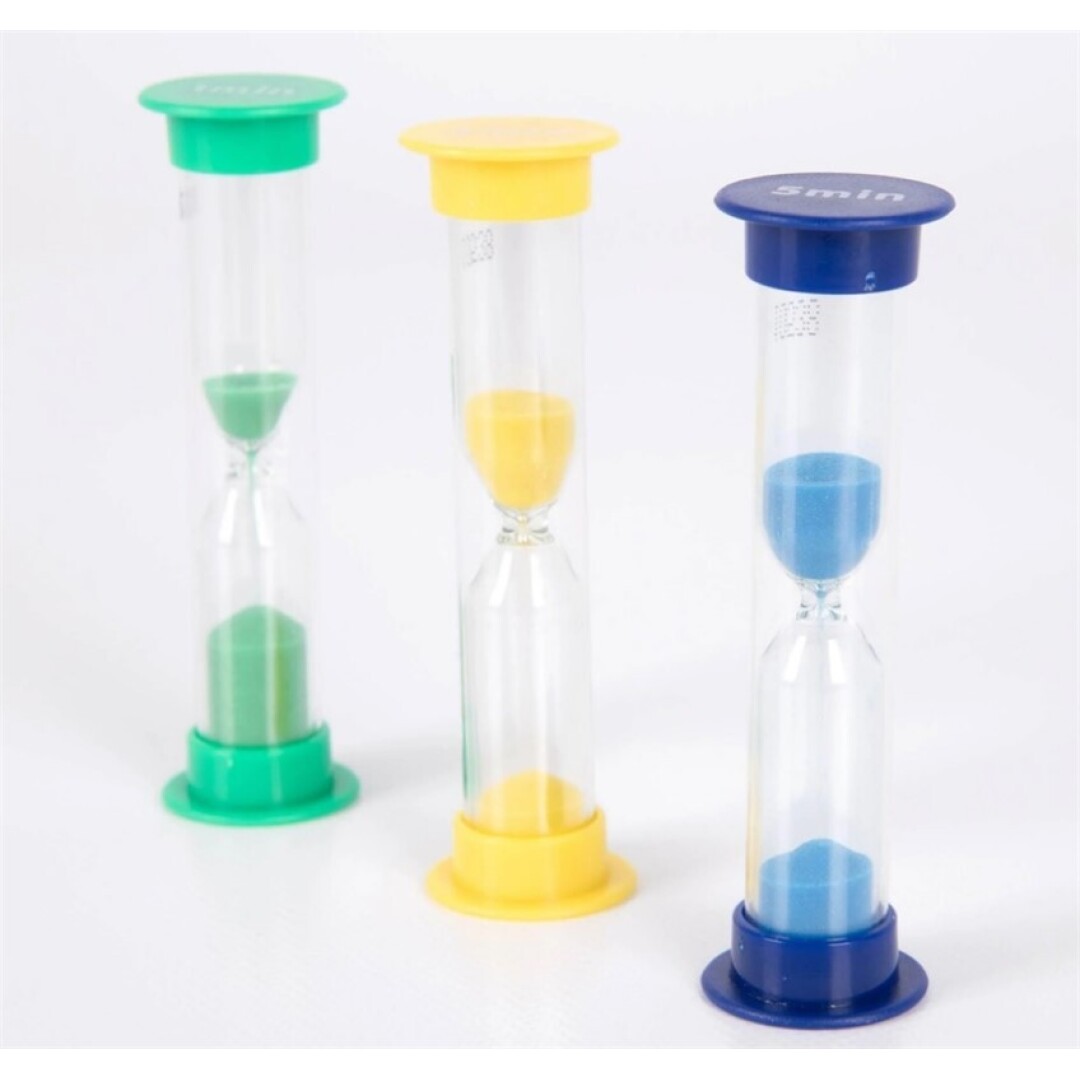 Mini relojes de arena 1–3–5 minutos