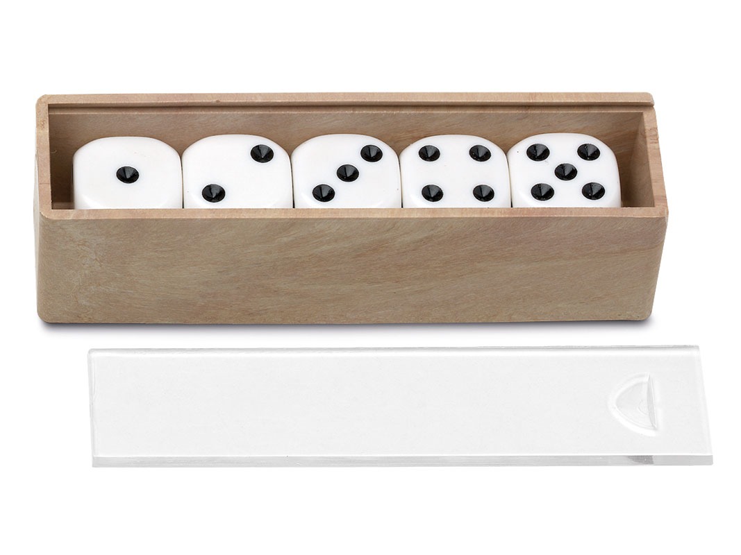5 dados blancos de puntos 16mm