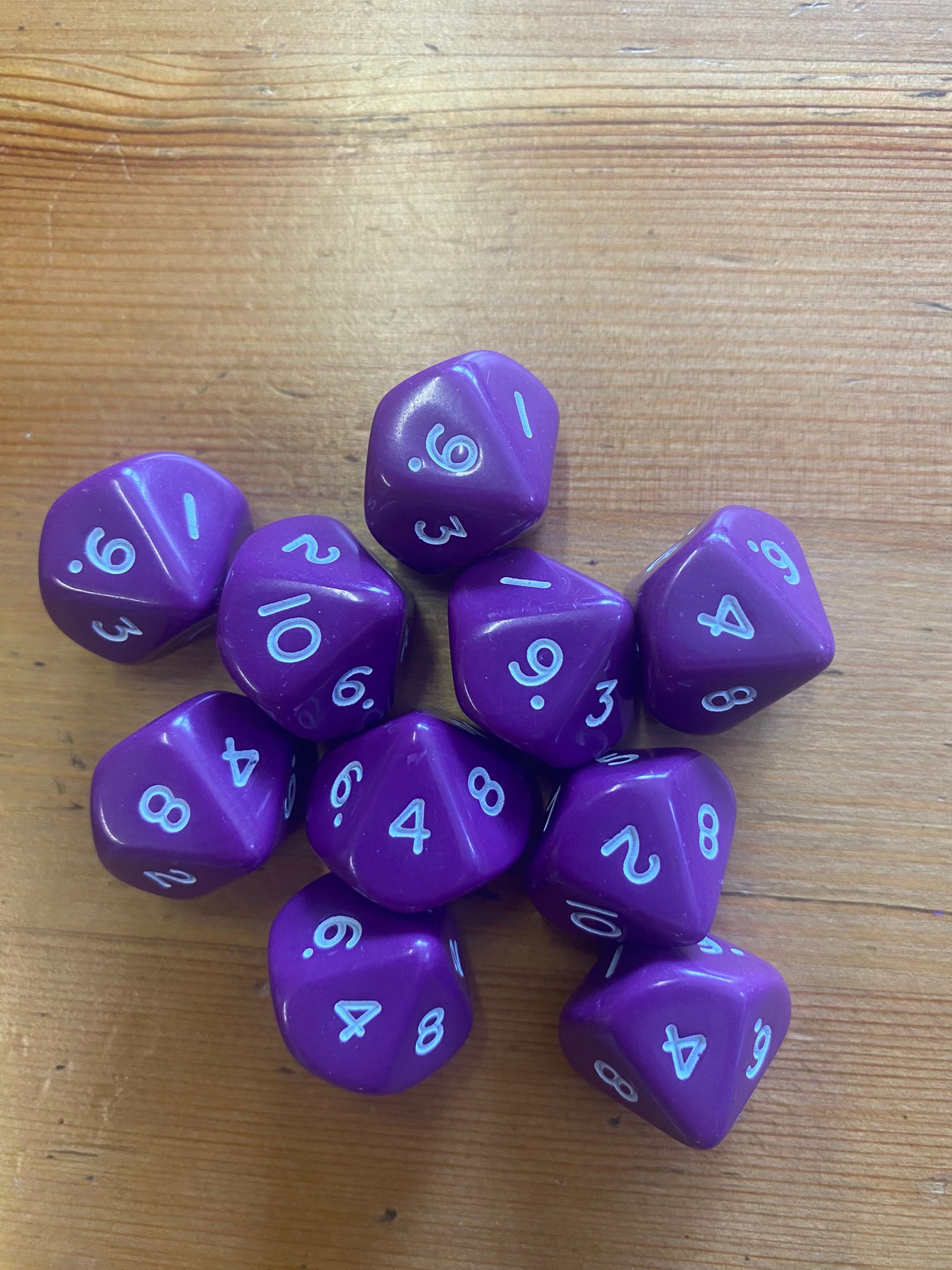 Bolsa de 10 dados de 10 caras opacas 1-10