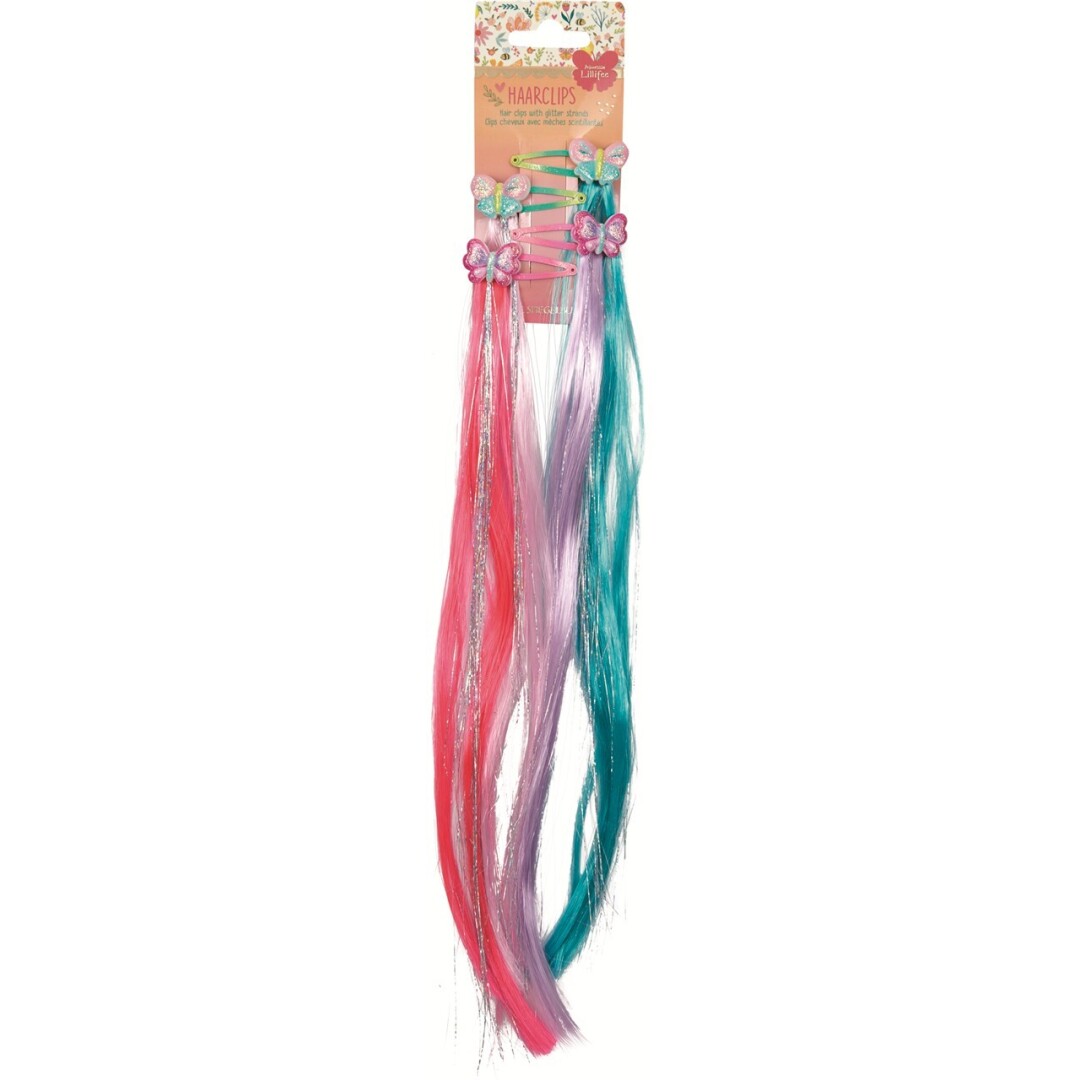 Clips mariposa con hilos brillantes