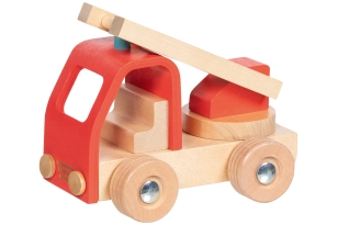 Camión de bomberos de madera con escalera