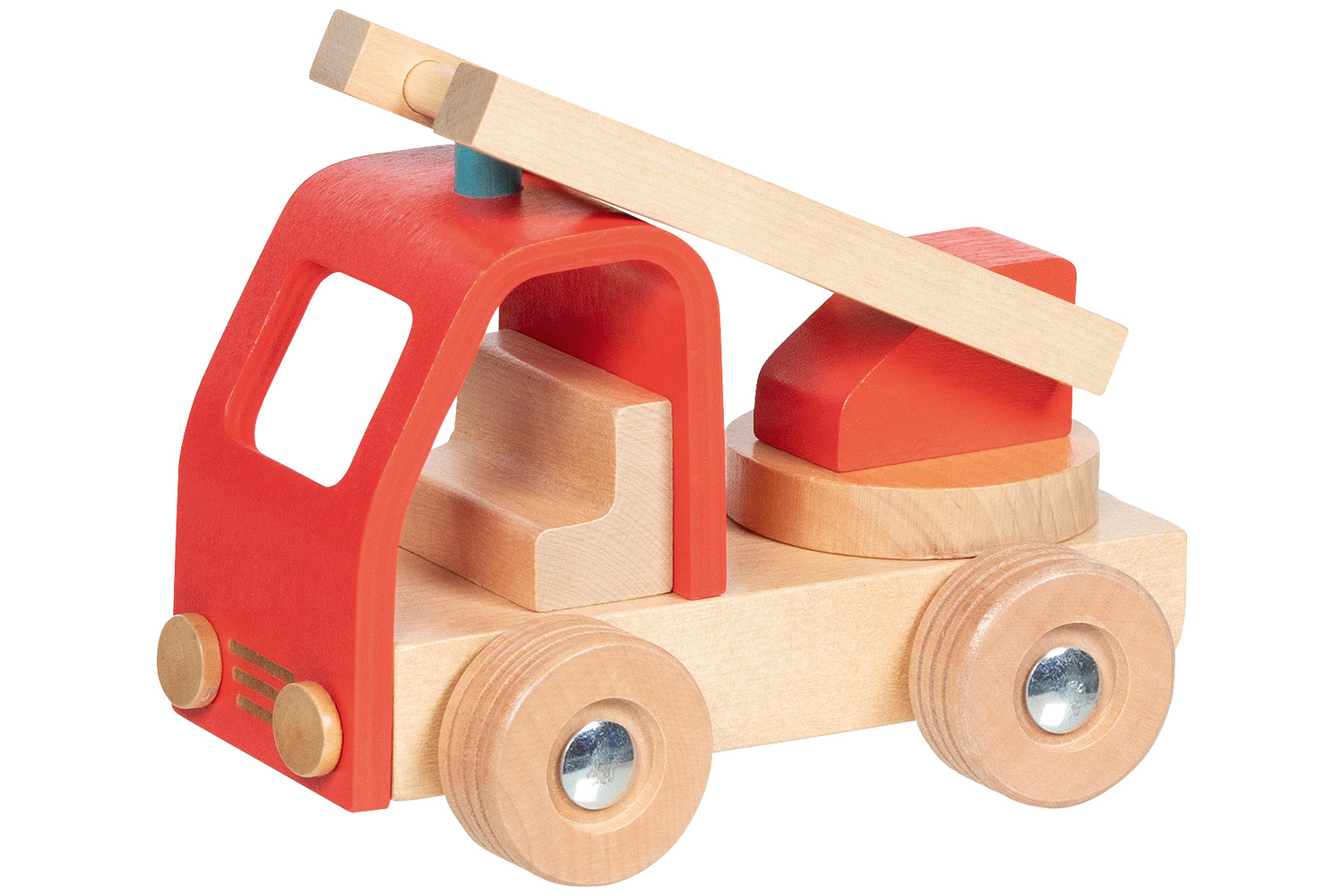 Camión de bomberos de madera con escalera