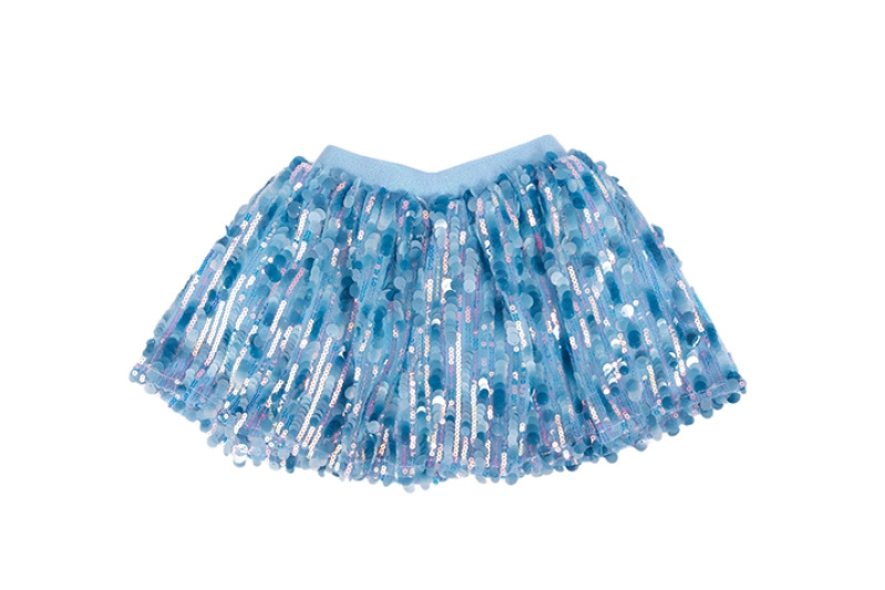 Falda de lentejuelas azul, 4-6 años